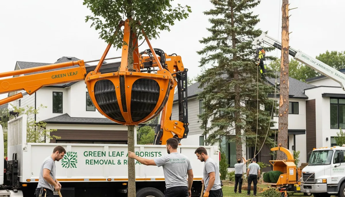 Arborist planting young tree in Oshkosh WI for Chop Chop Tree professional tree planting service